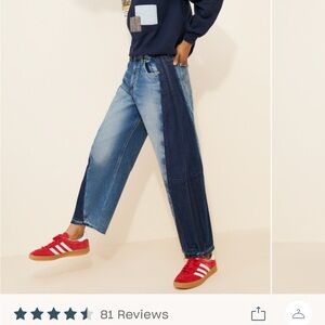 Rider Two Tone Adjustable Low Slung Barrel Leg Jeans